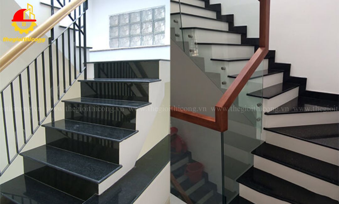 thi công ốp đá cầu thang