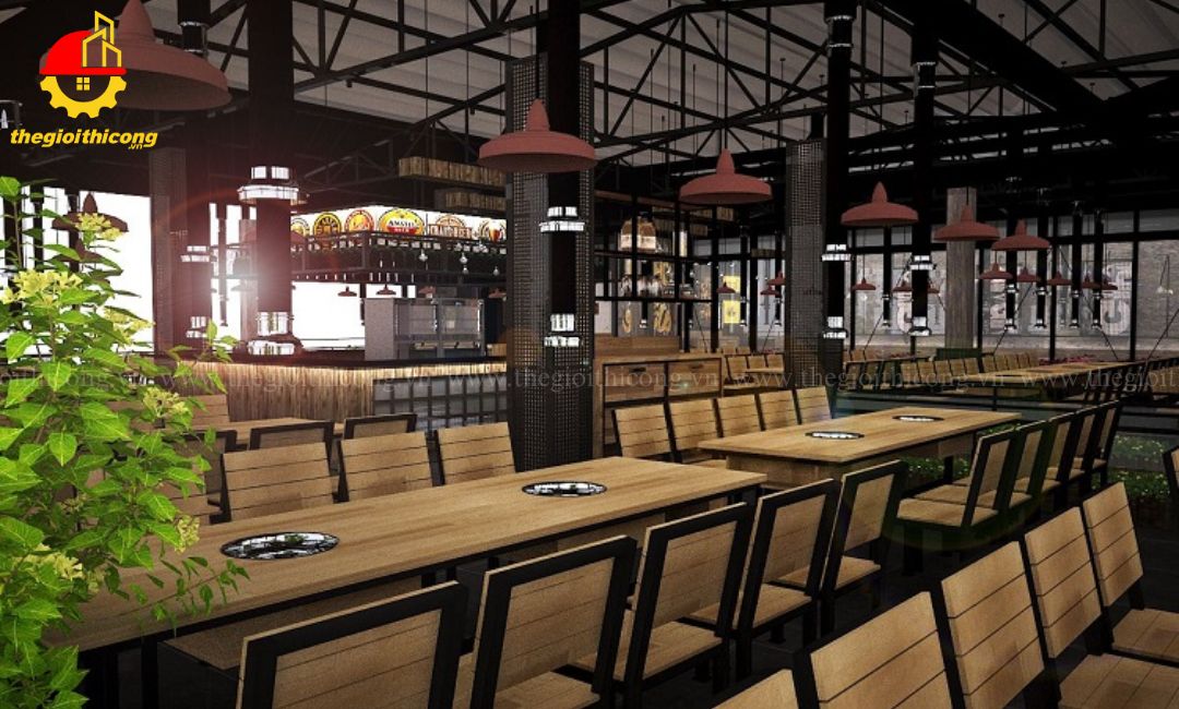 thi công nhà hàng khung thép