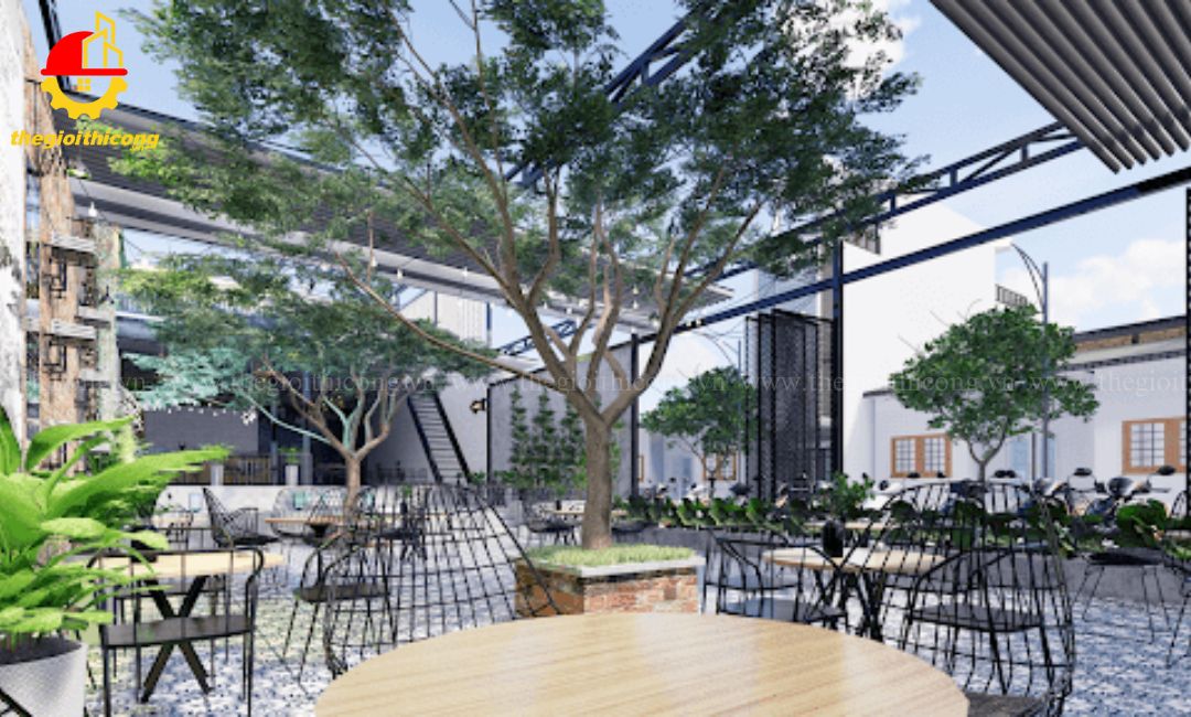 thi công quán cafe khung thép