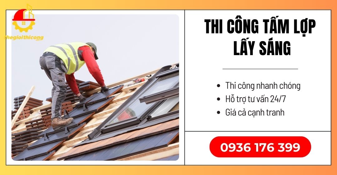 thi công tấm lợp lấy sáng