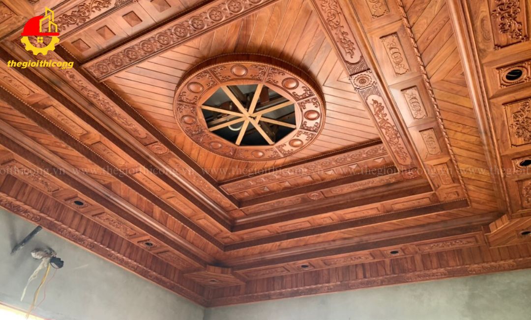thi công trần nhựa giả gỗ
