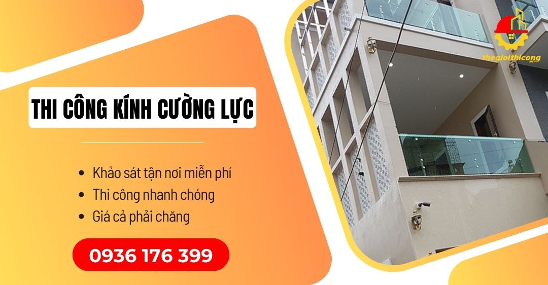 thi công lan can kính cường lực